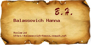Balassovich Hanna névjegykártya